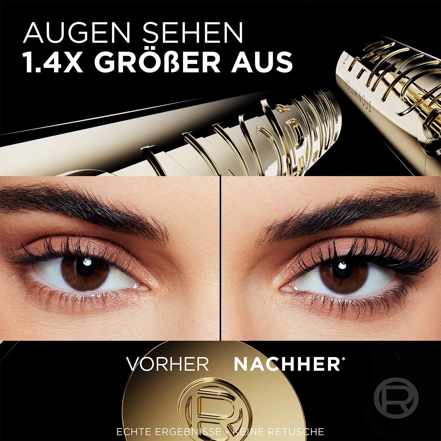 Geschenkset: Mascara & Super Liner - Anwendungen mit vorher / nachher Vergleich